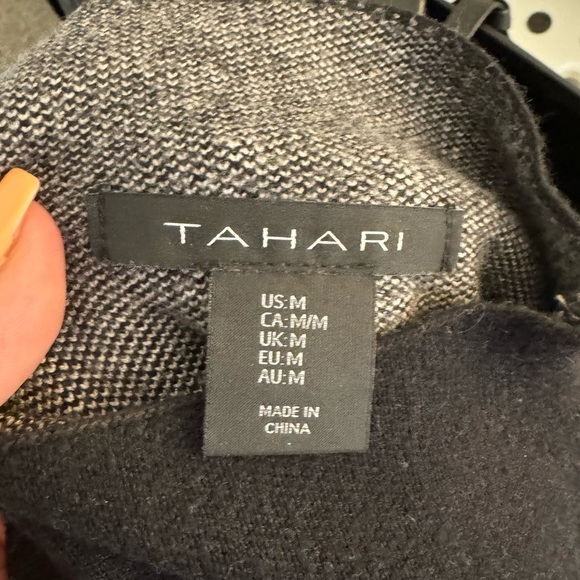 Black Tahari Star Mock Neck Sweater - Picture 3 of 3